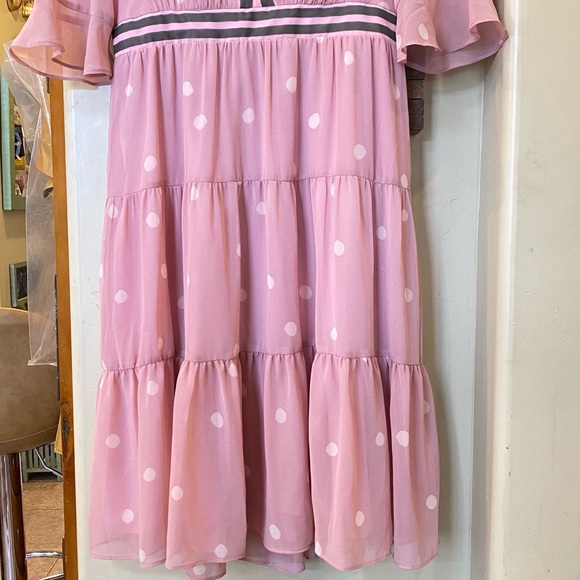 Gal Meets Glam Collection Finley pink & olive green polka dot ruffle dress - Picture 9 of 15